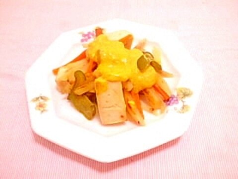 ヨーグルトソース添え♪高野豆腐と野菜の炒め物